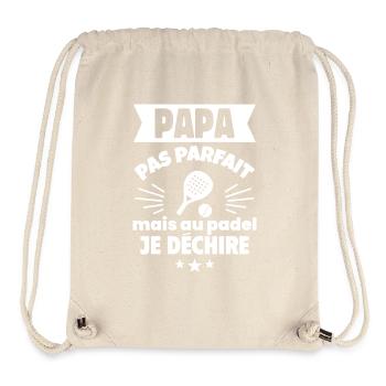 Papa pas parfait, mais au padel je déchire - Sac à cordon recyclé Stanley/Stella - blanc naturel - Devant