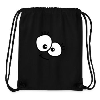 Joli visage de dessin animé avec de grands yeux - Sac à cordon recyclé Stanley/Stella - noir - Devant