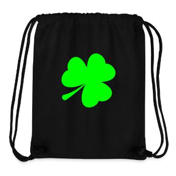 trèfle à trois feuilles symbole porte-bonheur à trois feuilles - Sac à cordon recyclé Stanley/Stella - noir - Devant