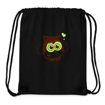 Owl - Kawaii avec le coeur - Sac à cordon recyclé Stanley/Stella - noir - Devant