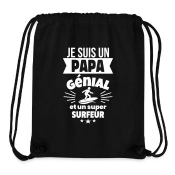 Papa génial & surfeur – idée fête des pères - Sac à cordon recyclé Stanley/Stella - noir - Devant