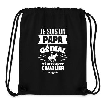 Papa génial & cavalier – idée fête des pères - Sac à cordon recyclé Stanley/Stella - noir - Devant