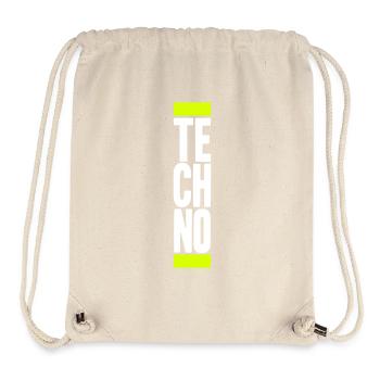 Techno Love Citation Dire Musique Fête Célébrer Logo - Sac à cordon recyclé Stanley/Stella - blanc naturel - Devant