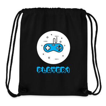 Joueur 1 - Duo Player 1 & 2 love couple cadeau - Sac à cordon recyclé Stanley/Stella - noir - Devant
