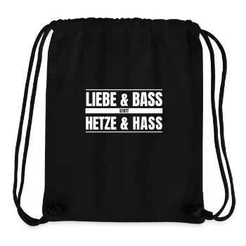Liebe Bass statt Hetze Hass! Antifa Gegen Rechts - Stanley/Stella recycelter Gym Bag - Schwarz - Vorne