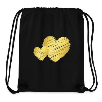 Deux cœurs d’or – Motif de la Saint-Valentin - Sac à cordon recyclé Stanley/Stella - noir - Devant