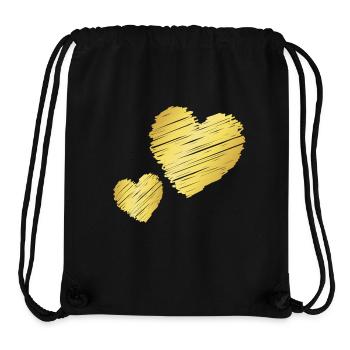 Cœurs en or minimalistes - cadeau d’amour - Sac à cordon recyclé Stanley/Stella - noir - Devant