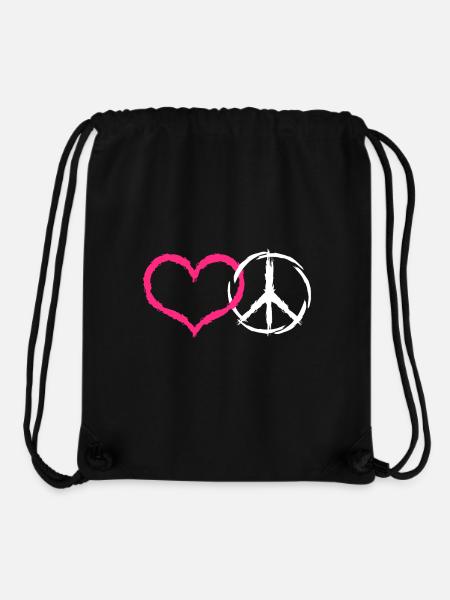 Heart and peace symbol peace - Stanley/Stella Recycled Gym Bag - black