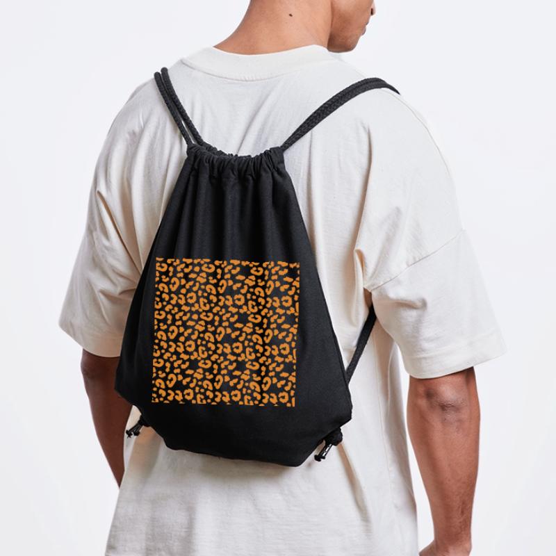 Leopard Pattern Pattern in Orange on Black Stanley/Stella Recycled Gym Bag