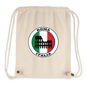 Roma Italy Travel Souvenir Italian Flag Badge Rome - Stanley/Stella Recycled Gym Bag - natural - Front