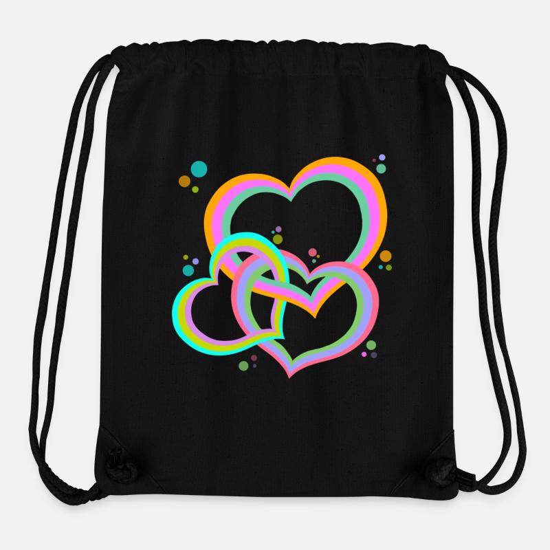 Des cœurs colorés entrelacés pour vous! - Sac à cordon recyclé Stanley/Stella - noir