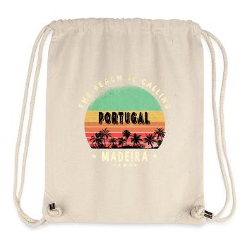 Design de plage vintage Madère Portugal - Sac à cordon recyclé Stanley/Stella - blanc naturel - Devant