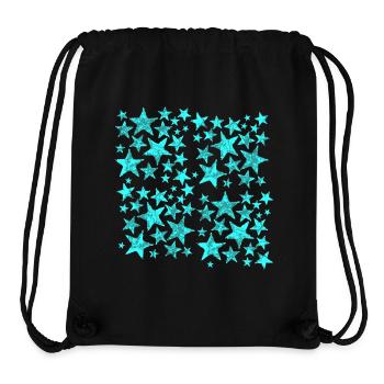 Motif d’étoiles bleu vif sur noir - Sac à cordon recyclé Stanley/Stella - noir - Devant