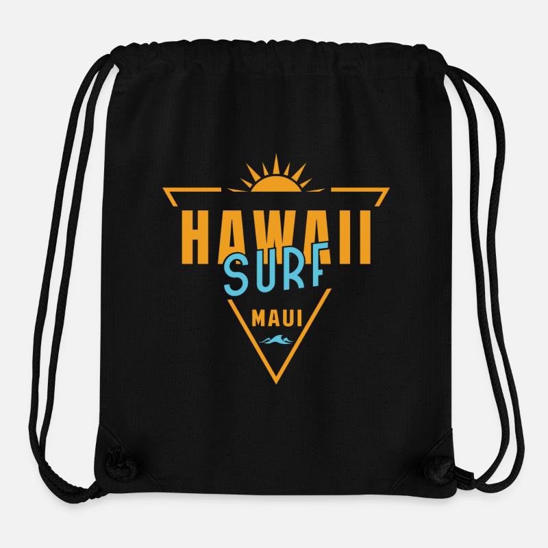 Hawaï Surf Maui Rétro Triangle - Sac à cordon recyclé Stanley/Stella - noir