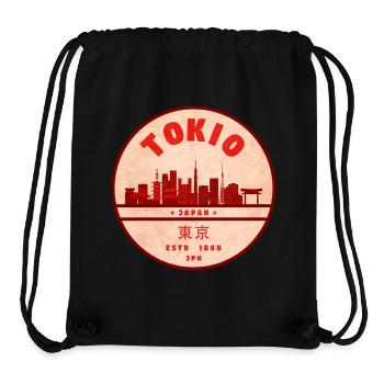 Badge rétro Tokyo Skyline - Sac à cordon recyclé Stanley/Stella - noir - Devant