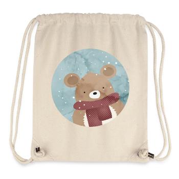 Ours doré sucré en hiver quand il neige - Sac à cordon recyclé Stanley/Stella - blanc naturel - Devant