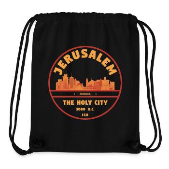 Jerusalem Retro City Badge - Stanley/Stella Recycled Gym Bag - black - Front