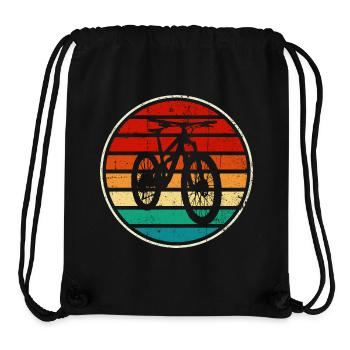 Coucher de soleil à vélo arc-en-ciel rétro - Sac à cordon recyclé Stanley/Stella - noir - Devant
