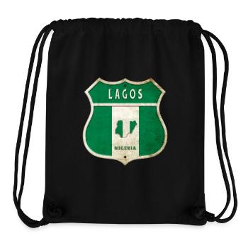 Lagos Nigeria Drapeau de conception d'armoiries - Sac à cordon recyclé Stanley/Stella - noir - Devant