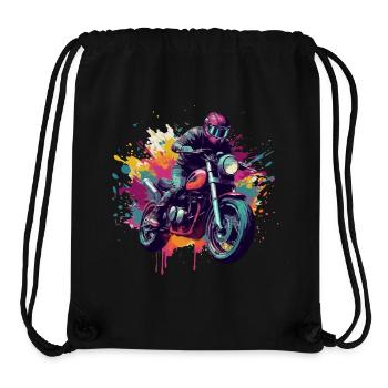 Moto avec tâche de couleur. - Sac à cordon recyclé Stanley/Stella - noir - Devant