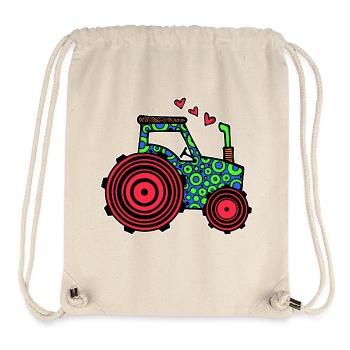 Tractor Heart Commercial Vehicle Country Life Farmer Field - Stanley/Stella Recycled Gym Bag - natural - Front