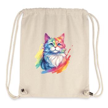Rainbow Cat – Malerische Regenbogen-Katze - Stanley/Stella recycelter Gym Bag - Naturweiß - Vorne
