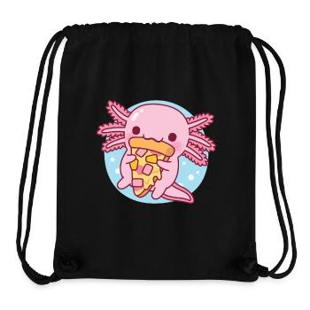 Mignon axolotl mangeant de la pizza - Sac à cordon recyclé Stanley/Stella - noir - Devant
