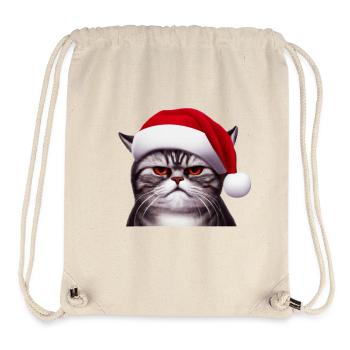 Eine mürrische Katze mit Weihnachtsmütze - Stanley/Stella recycelter Gym Bag - Naturweiß - Vorne