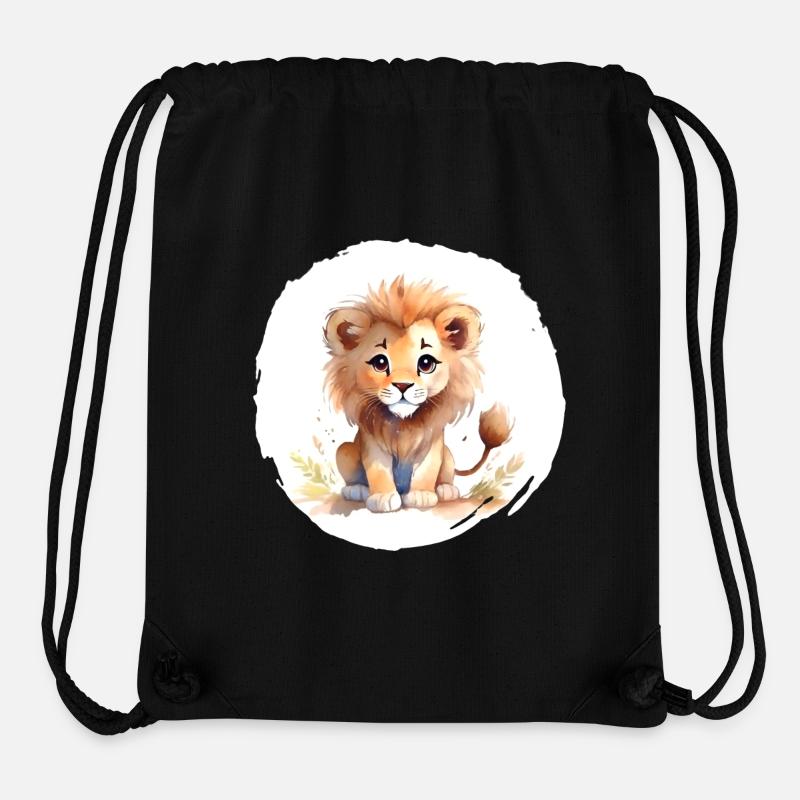 Aquarelle Lion - Sac à cordon recyclé Stanley/Stella - noir