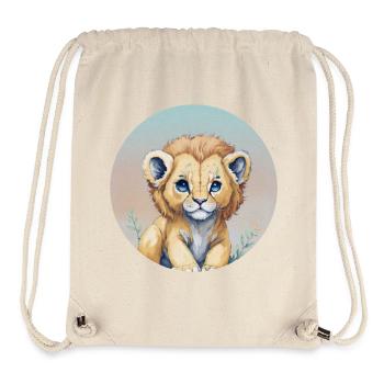 Lionceau mignon aux yeux bleus pastel - Sac à cordon recyclé Stanley/Stella - blanc naturel - Devant