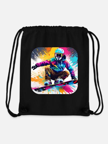Cool snowboard rider in colorful graffiti style - Stanley/Stella Recycled Gym Bag - black