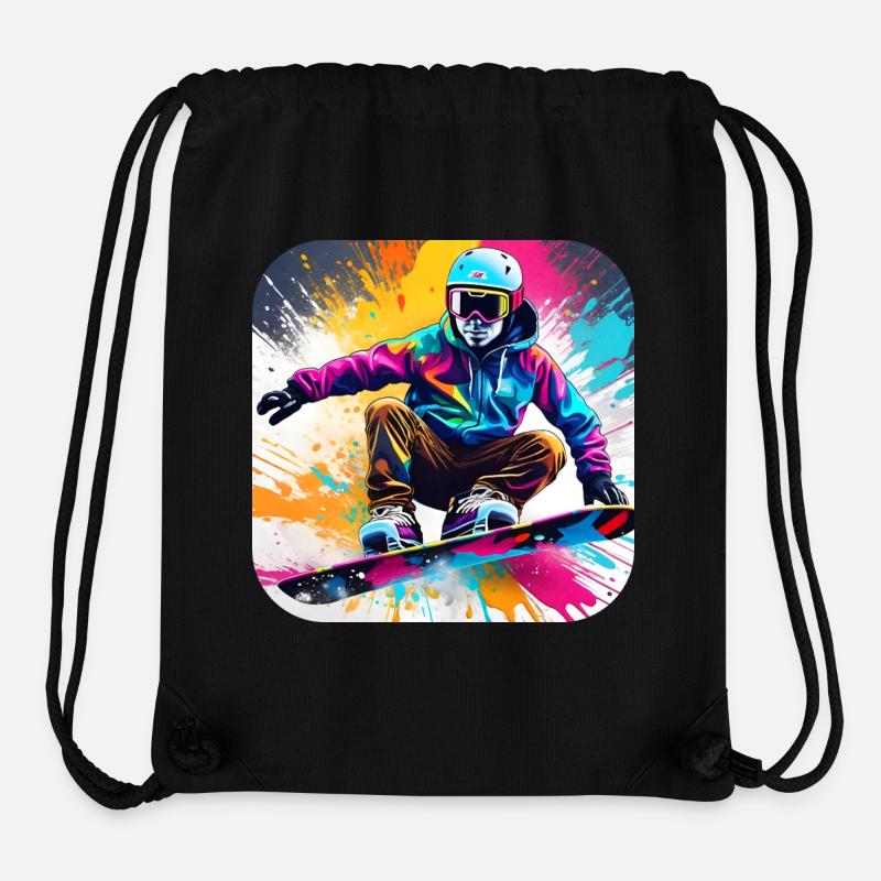 Cool snowboarder dans un style graffiti coloré - Sac à cordon recyclé Stanley/Stella - noir