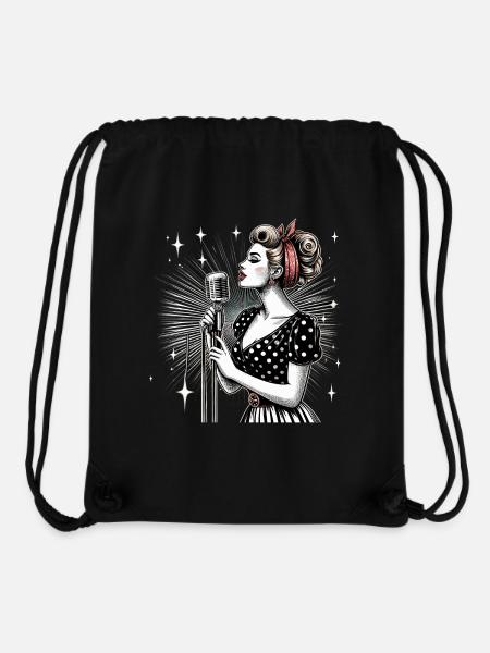 Rockabilly Sängerin Frau Mikrofon Mikro Geschenk - Stanley/Stella recycelter Gym Bag - Schwarz