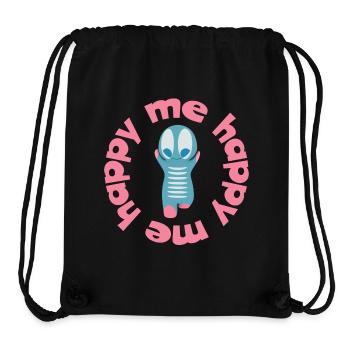 Verspielte Figur  mit Textmotto happy me - Stanley/Stella recycelter Gym Bag - Schwarz - Vorne