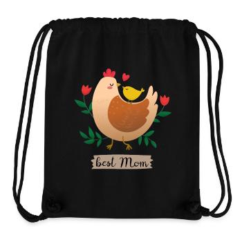 meilleur maman maman poulet avec poussin - Sac à cordon recyclé Stanley/Stella - noir - Devant