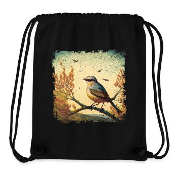 Bird sitting on branch, mediterranean background - Stanley/Stella Recycled Gym Bag - black - Front
