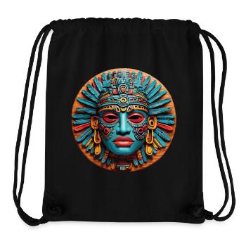 Inca Mask, Aztec Mask, Colorful Mystic Mask - Stanley/Stella Recycled Gym Bag - black - Front
