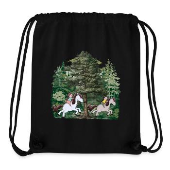 Mädchen Pony reiten Pferde Wald Natur Freizeit - Stanley/Stella recycelter Gym Bag - Schwarz - Vorne