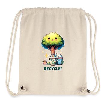Chibi Niedlicher Baum mit Papierkorb Earth Day recyceln - Stanley/Stella recycelter Gym Bag - Naturweiß - Vorne
