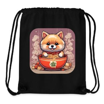 Niedlicher Hund mit Ramen Nudeln - Stanley/Stella recycelter Gym Bag - Schwarz - Vorne
