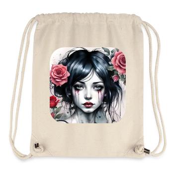 Cool Gothic Punk Girl with Red Roses - Stanley/Stella Recycled Gym Bag - natural - Front