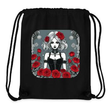 Cool Gothic Punk Girl with Red Roses - Stanley/Stella Recycled Gym Bag - black - Front