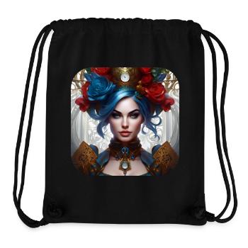 Cooles Steampunk Girl mit Blumen - Stanley/Stella recycelter Gym Bag - Schwarz - Vorne