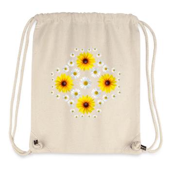 Fleur d’échinacée avec marguerites Fleur de marguerite - Sac à cordon recyclé Stanley/Stella - blanc naturel - Devant