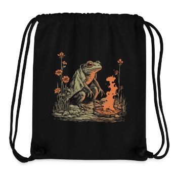 Cottagecore Frog Near Campfire Camping Design - Stanley/Stella Recycled Gym Bag - black - Front