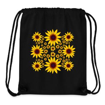 fleur d’échinacée jaune motif floral floral - Sac à cordon recyclé Stanley/Stella - noir - Devant