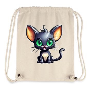 Cute black cat in comic style - Stanley/Stella Recycled Gym Bag - natural - Front