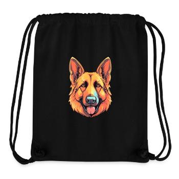 German Shepherd Dog Breed Watercolor Cartoon Kawai - Stanley/Stella Recycled Gym Bag - black - Front