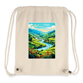 Vallée du Douro Portugal Affiche de voyage vintage WPA - Sac à cordon recyclé Stanley/Stella - blanc naturel - Devant