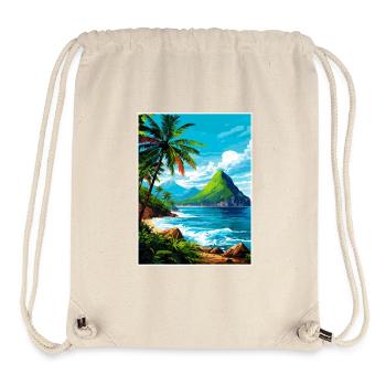 Saint Lucia Caribbean Vintage Travel Poster - Stanley/Stella Recycled Gym Bag - natural - Front